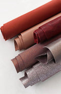 6 Italian Leather Pieces, Red Burgundy Brown Mix, Random Leather Scraps, Calfskin Offcuts for Crafts, 20x25 cm (8x10") RT118 La Garzarara