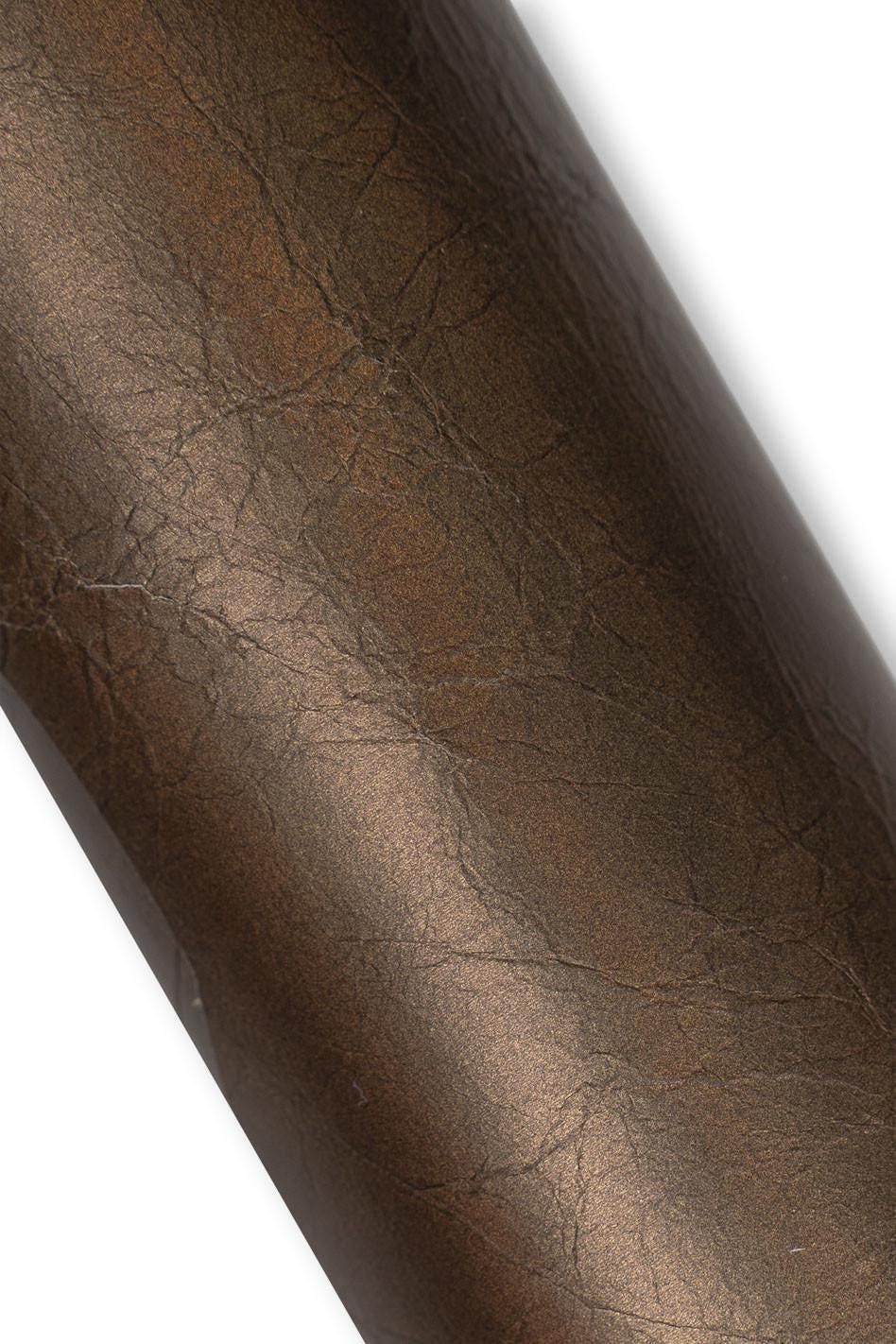 Bronze iridescent METALLIC leather skin, smooth bright goatskin, slightly WRINKLED, glossy hide for hobbyists B19586-MT La Garzarara