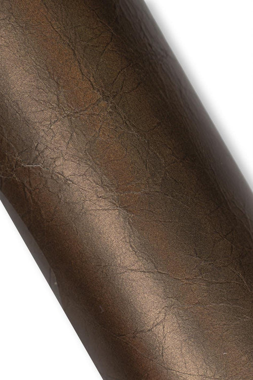 Bronze iridescent METALLIC leather skin, smooth bright goatskin, slightly WRINKLED, glossy hide for hobbyists B19586-MT La Garzarara