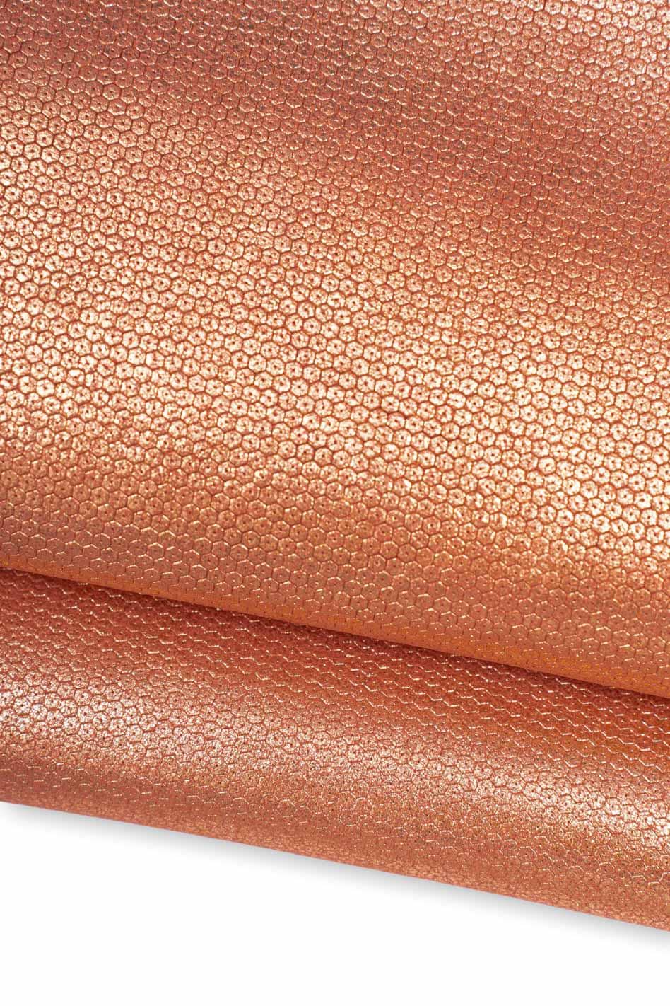 Pearlescent Lamb Leather Hide, Rose Gold Laminated Skin, Micro Textured Leather for Bags, Soft Fashion Leather B19491-MT La Garzarara