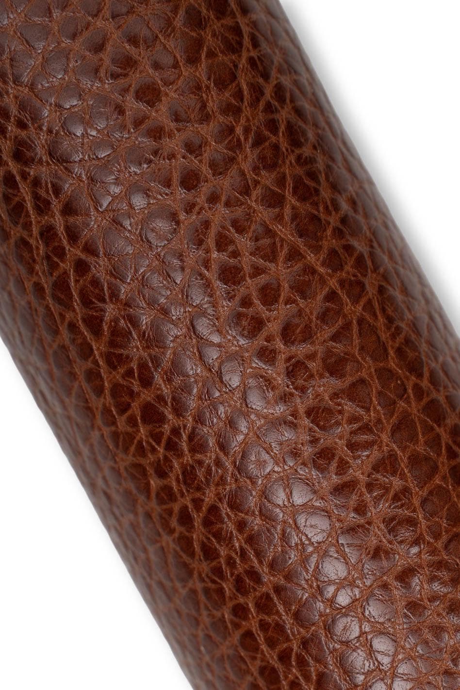 Brown pebble GRAIN printed leather hide, GLOSSY soft embossed cowhide, calfskin 1.0 - 1.1 mm for handcrafted goods B19493-TU Garzarara