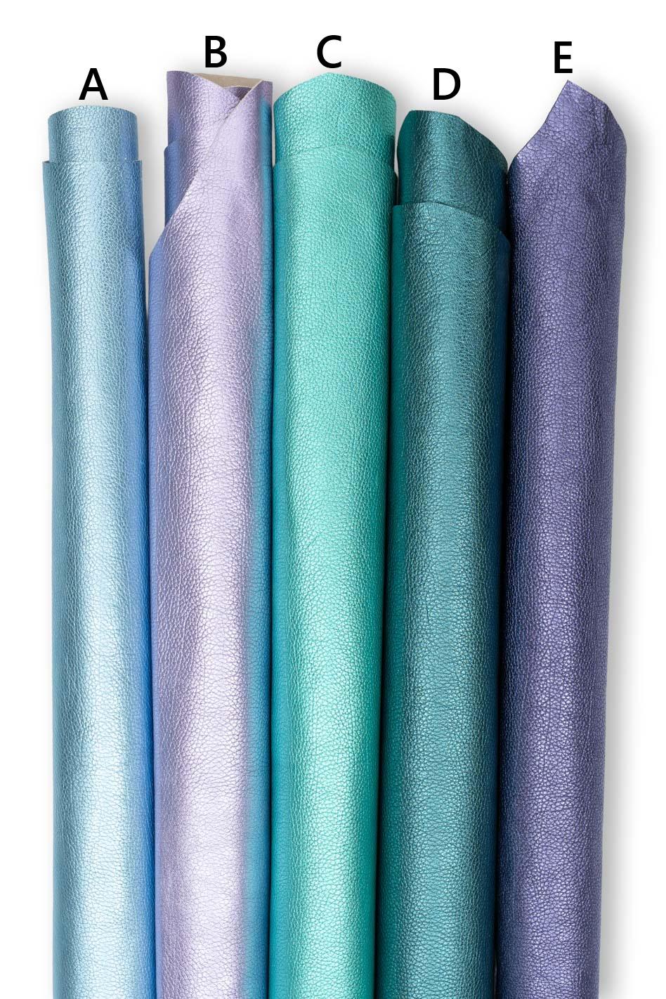 Metallic Pebbled Leather, Pearl Finish Genuine Leather Hide, Blue, Lilac, Aqua, Teal & Purple skin B19229-MT La Garzarara