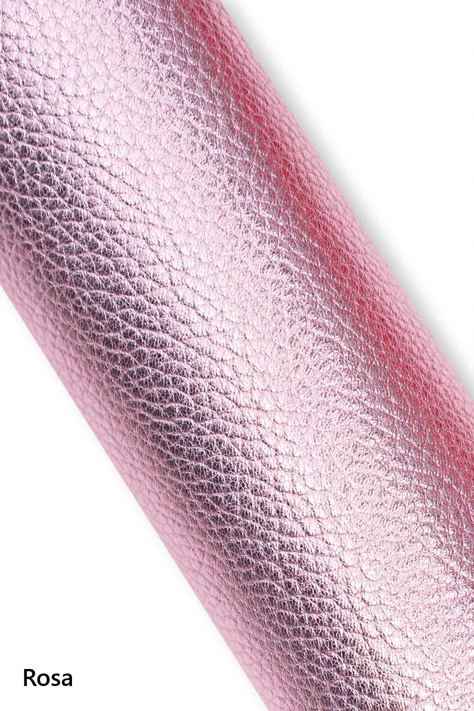 Metallic Pink Red Leather Hides, Copper, Fuchsia & Rose Gold sparkly Italian skin, pebble grain printed leather B19228-MT La Garzarara