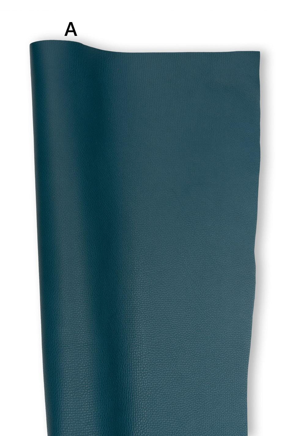 Fine Pebble GRAIN leather hides, petrolium green supple matt cowhide, natural fine grain calf skin for crafting B19246-TU La Garzarara