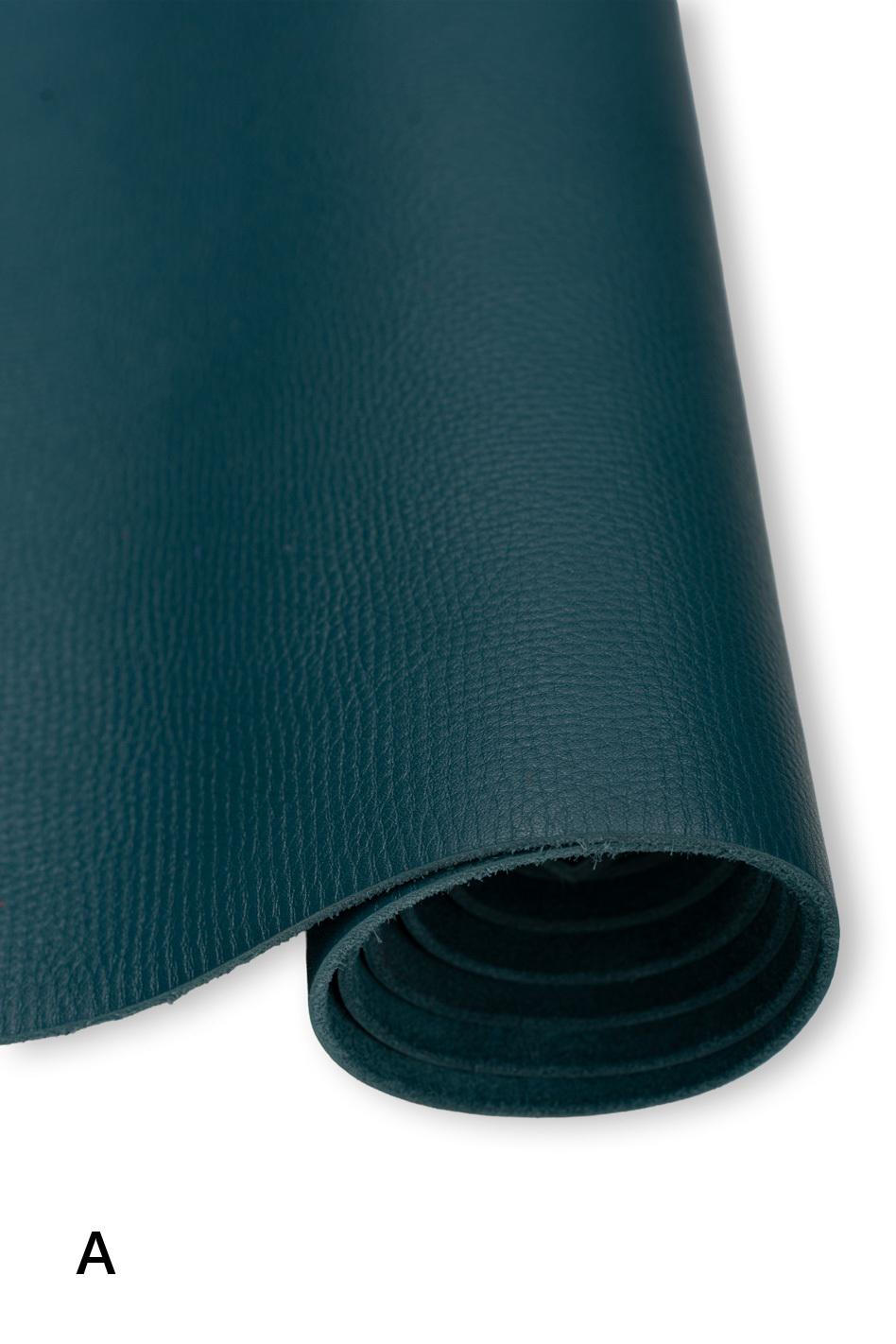 Fine Pebble GRAIN leather hides, petrolium green supple matt cowhide, natural fine grain calf skin for crafting B19246-TU La Garzarara