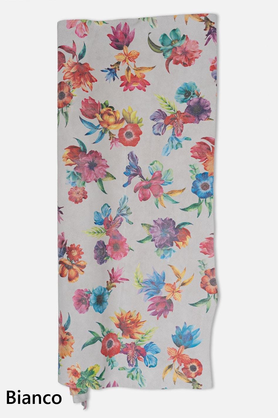 FLORAL print on suede leather skin, MULTICOLOR flower textured goatskin, hide for hobbyists B19241-ST La Garzarara