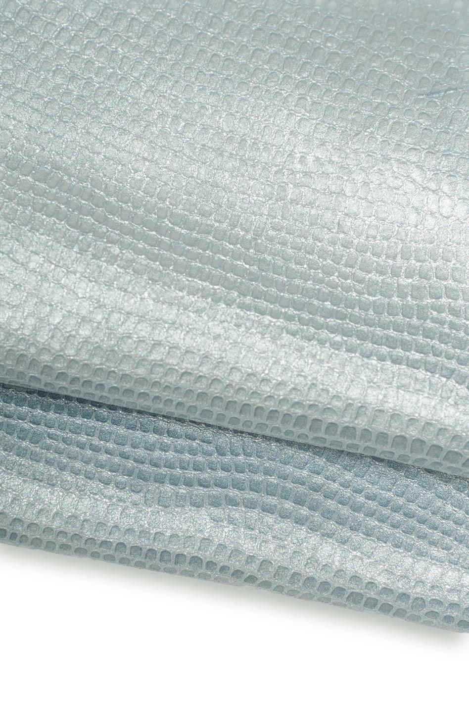 Silver CROCODILE embossed leather hide, METALLIC soft cowhide, elegant calfskin - alligator print - very soft B19547-MT(st) La Garzarara