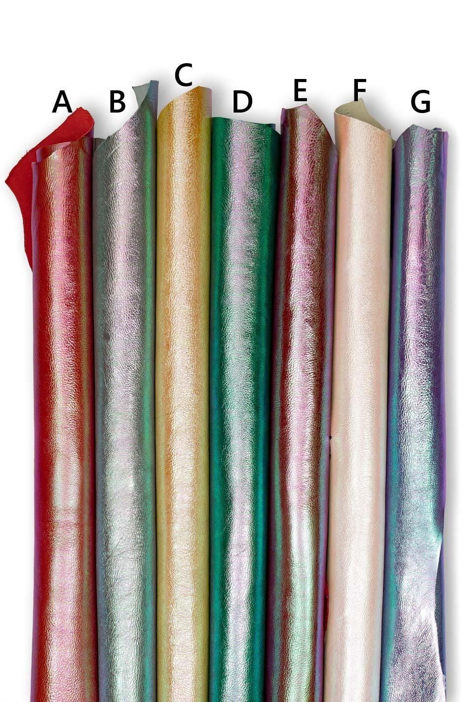 IRIDESCENT METALLIC leather skin, holographic goatskin in different colors, sparkle soft material for crafters B19242-MT La Garzarara