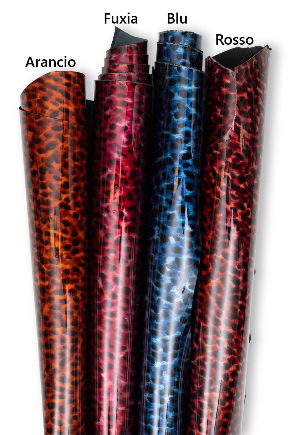 LEOPARD textured PATENT leather skin, animal printed goatskin, cheetah pattern on glossy hide, ideal for diy projects B19256-ST La Garzarara