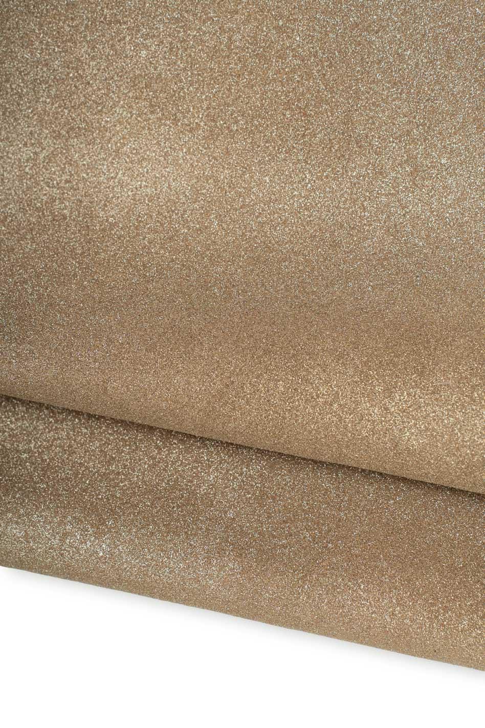 Light gold METALLIC leather hide, soft GLITTER leather skin, thich bright cowhide for diy creations B19566-MT La Garzarara