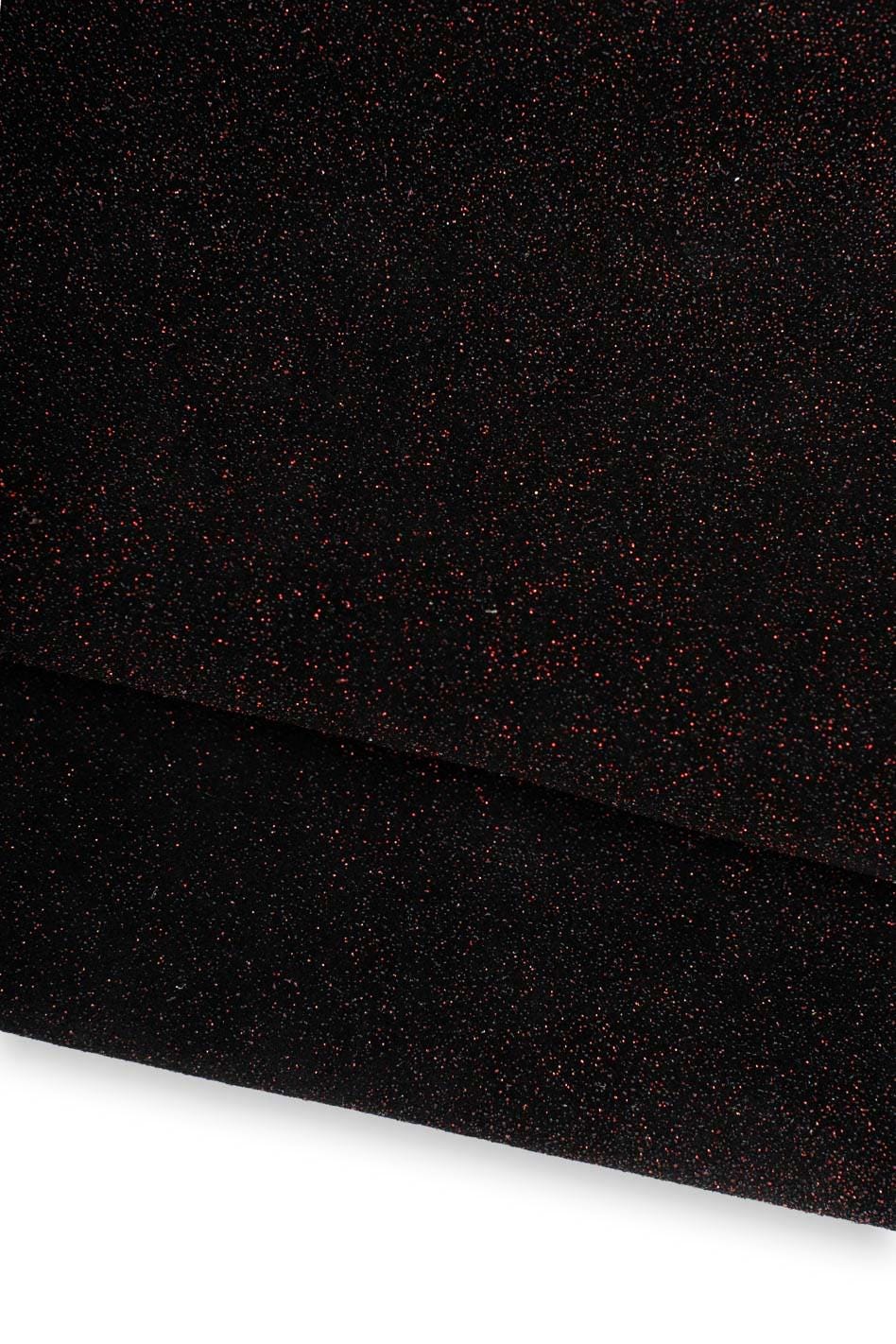 Black suede calfskin with red glitter - soft metallic leather skin, bright thick material ideal for DIY projects B19563-MT La Garzarara