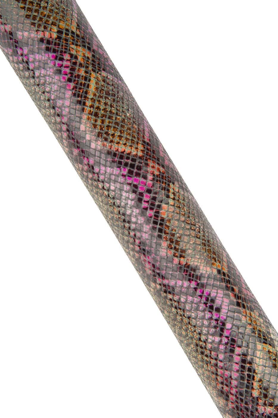 PYTHON printed leather hide, pink- black REPTILE textured cowhide, snake pattern on soft calfskin B18916-ST La Garzarara