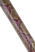 PYTHON printed leather hide, pink- black REPTILE textured cowhide, snake pattern on soft calfskin B18916-ST La Garzarara
