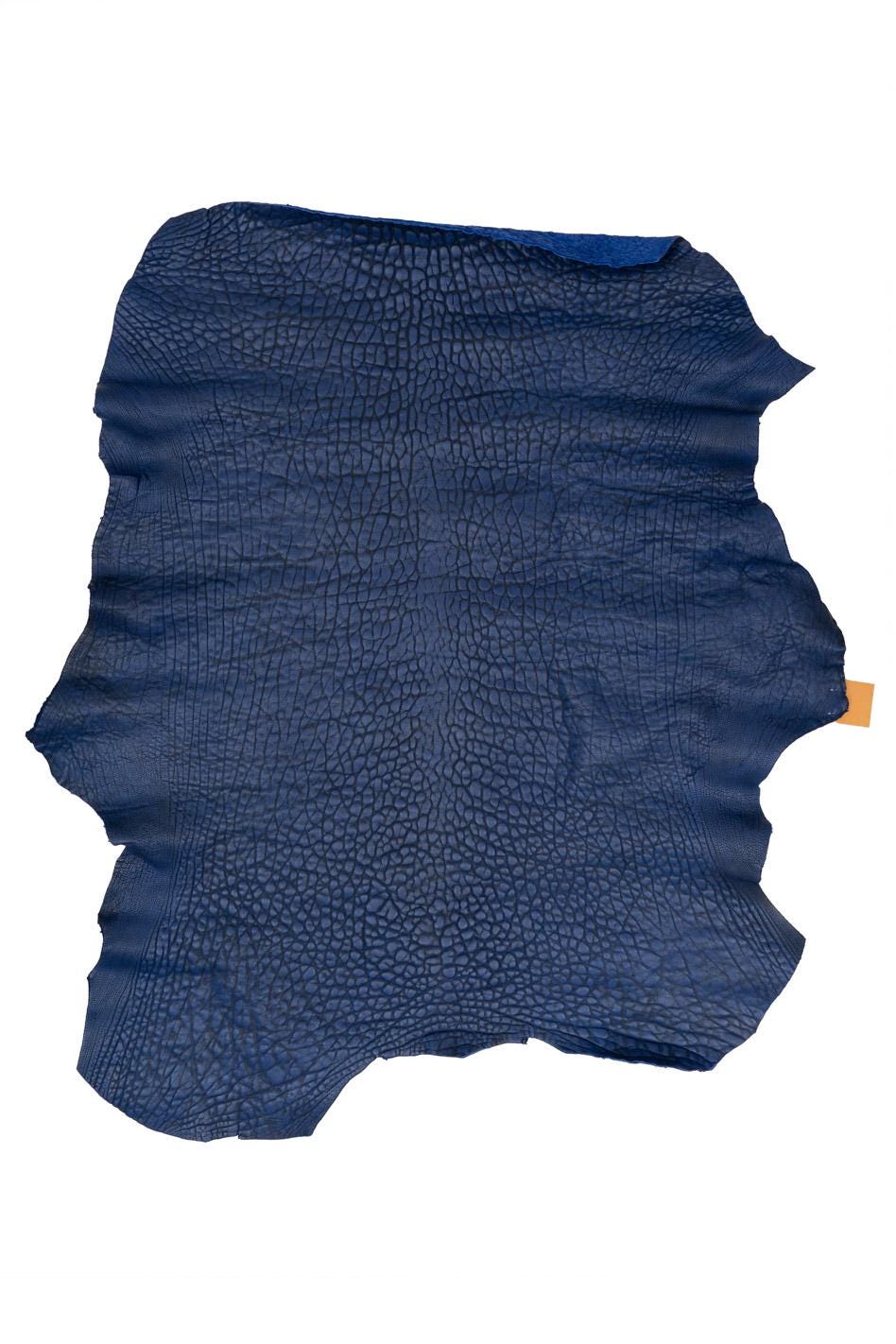 Pebbled electric Blue lamskin leather, embossed effect , soft THICK hide leather for crafters B18801-VT La Garzarara