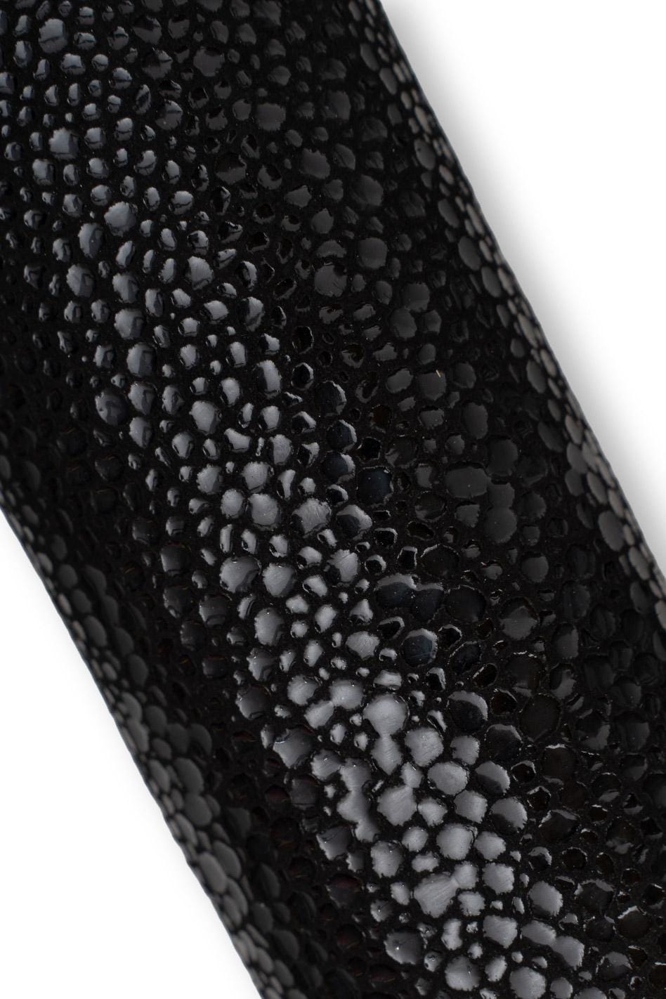 Black STINGRAY Leather Hide, Soft Galuchat Inspired Thin Leather skin, High Gloss Finish goatskin 0.4 - 0.6 mm B19499-TB La Garzarara