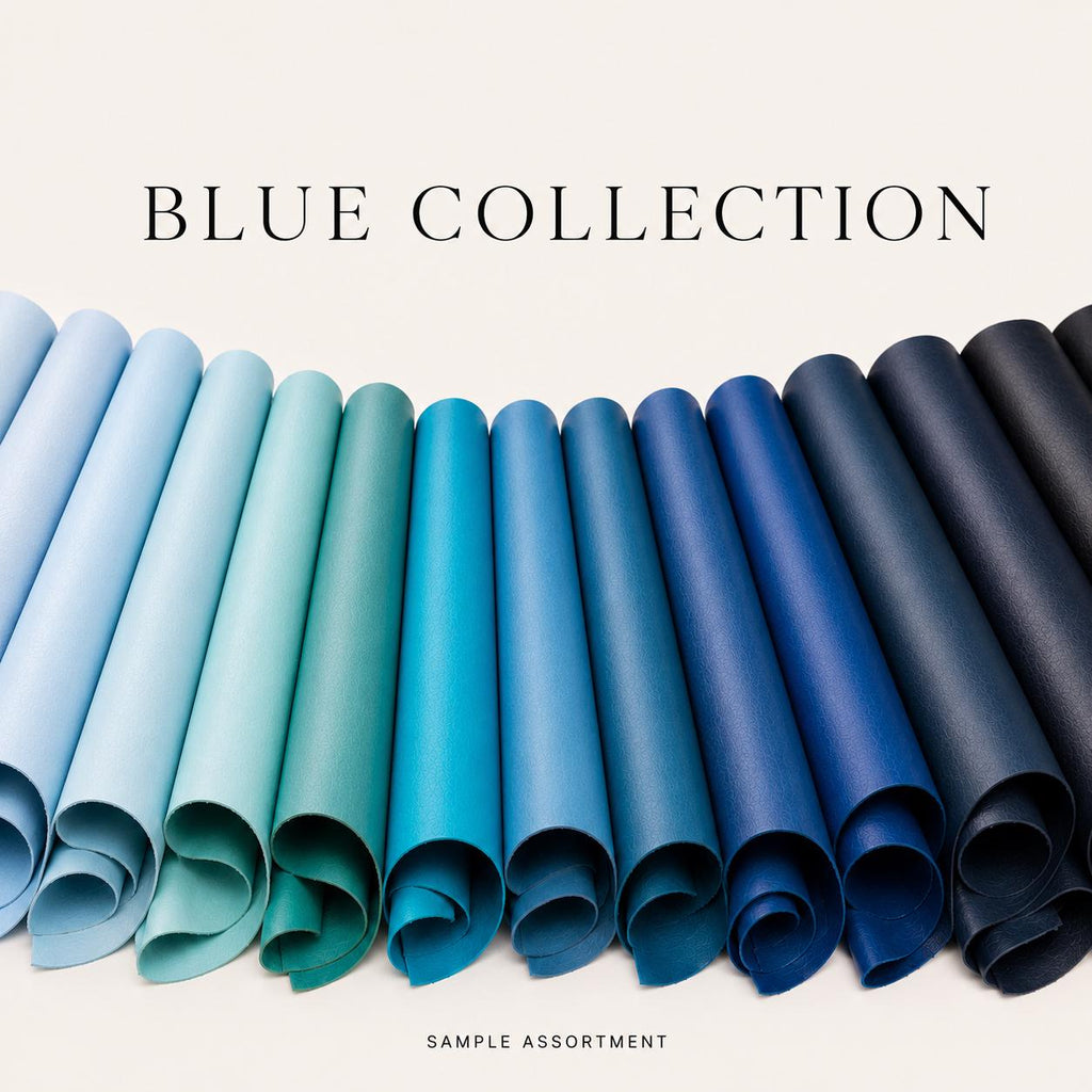 Blue leather hides collection, SOLID COLOR, genuine leather hides, smooth and pebbled leather, calfskin, lambskin, goatskin, for crafts