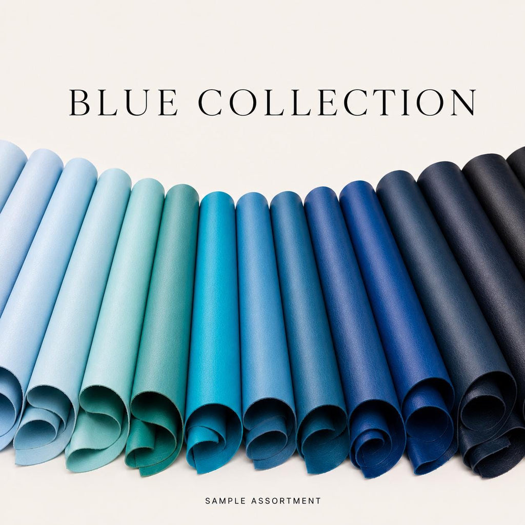 Blue leather hides collection, SOLID COLOR, genuine leather hides, smooth and pebbled leather, calfskin, lambskin, goatskin, for crafts