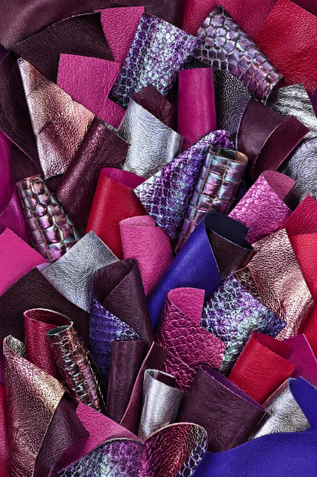 Rose to Purple Leather Scraps, Fuchsia Magenta and Mauve Remnants, Premium Offcuts for Accessories 6x5"/15x12 cm 10x8"/25x20 cm PREMIUM5
