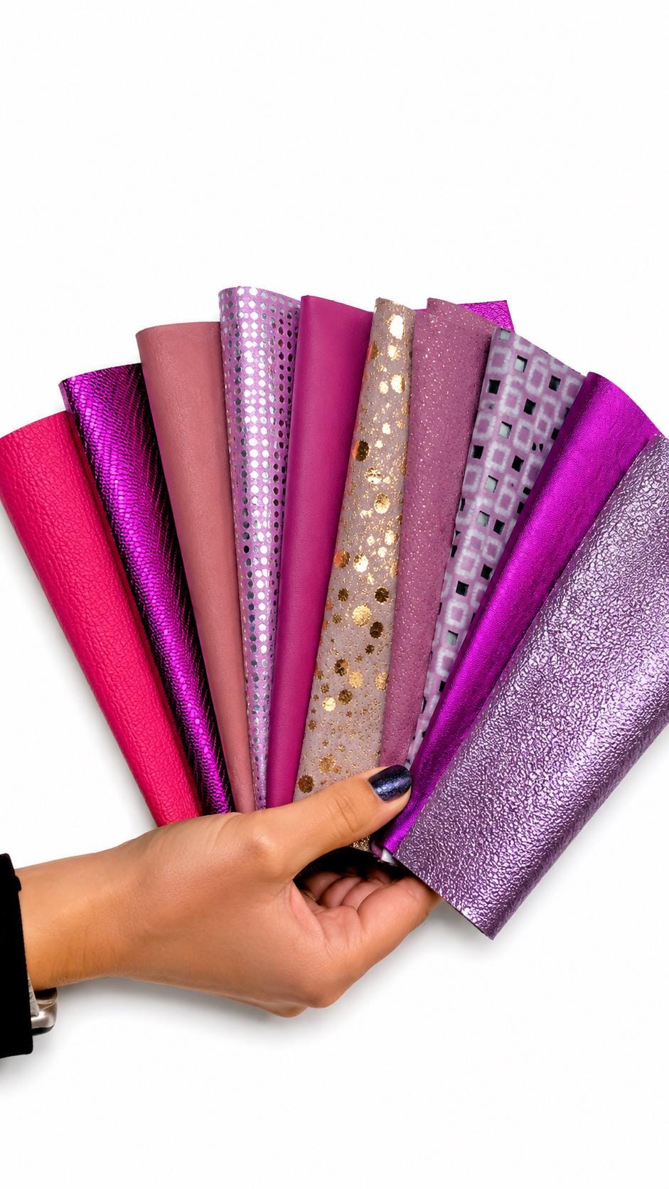 Rose to Purple Leather Scraps, Fuchsia Magenta and Mauve Remnants, Premium Offcuts for Accessories 6x5"/15x12 cm 10x8"/25x20 cm PREMIUM5