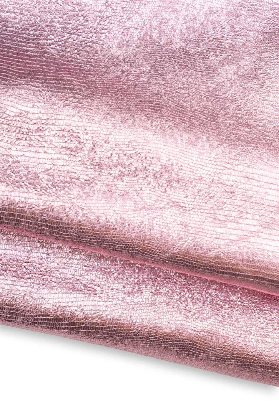 Pink LIZARD printed leather hide, METALLIC reptile textured goatskin, classic brigh soft hide for hobbyists B18786-MT(st) La Garzarara