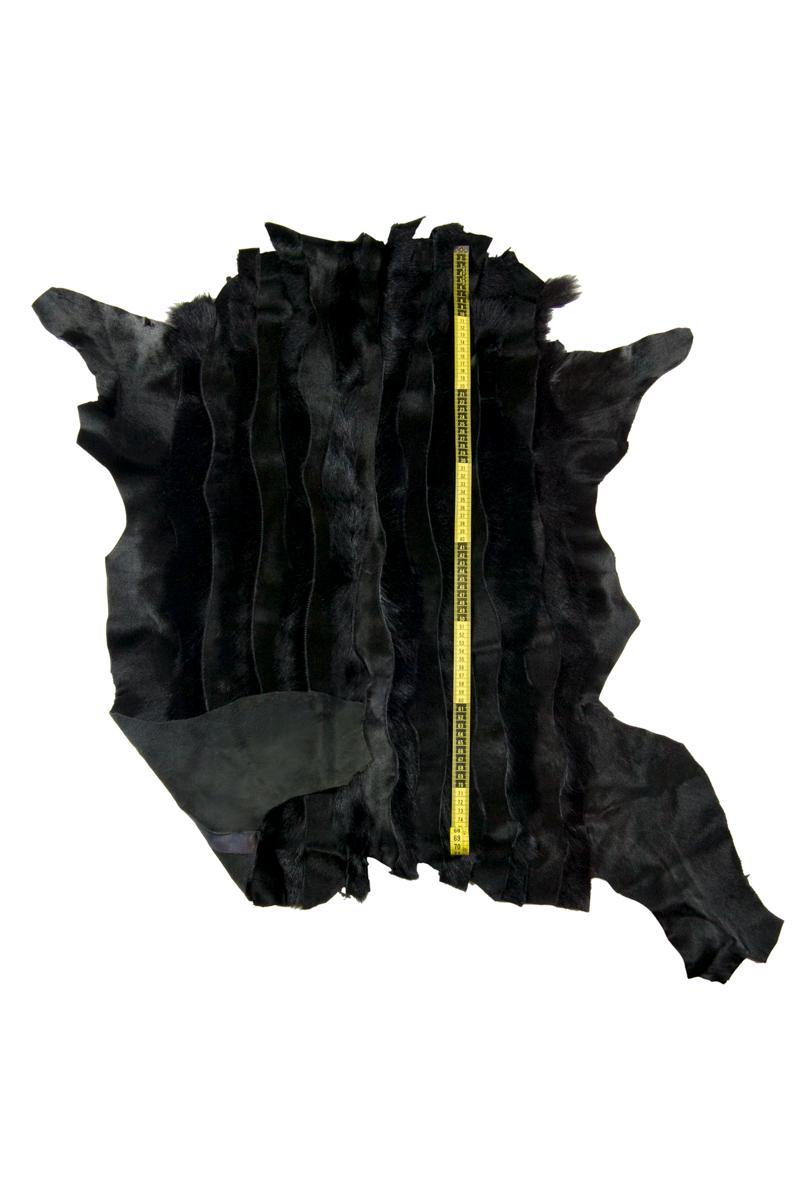 Patchwork Hair-on Leather Black, pony Leather Skin, Italian Pony Hair Leather for Upholstery B17091-CV La Garzarara