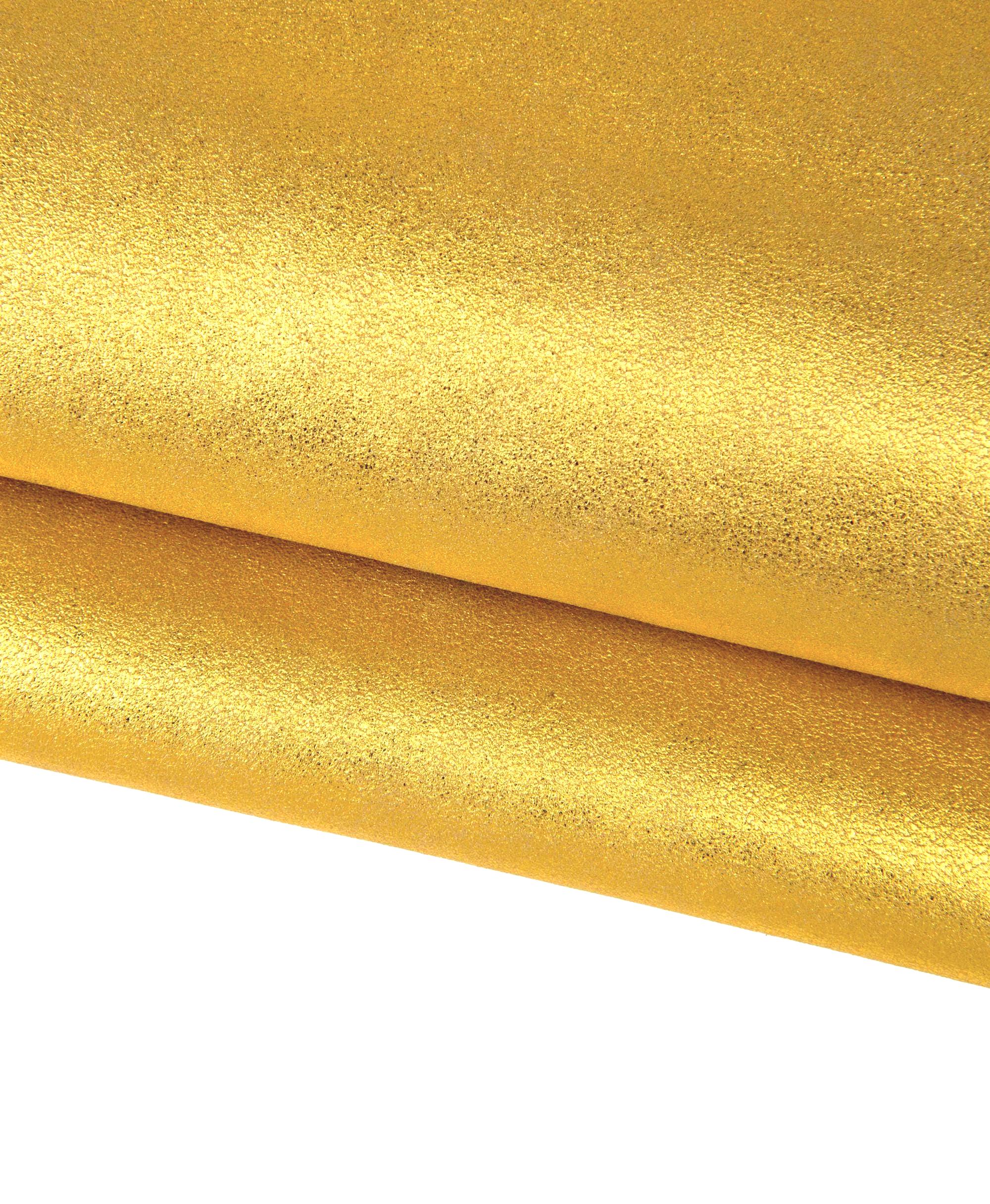 Gold metallic leather skin – glossy laminated goatskin leather hide, dusty soft finish for bags and jewelry – B16969-MT La Garzarara