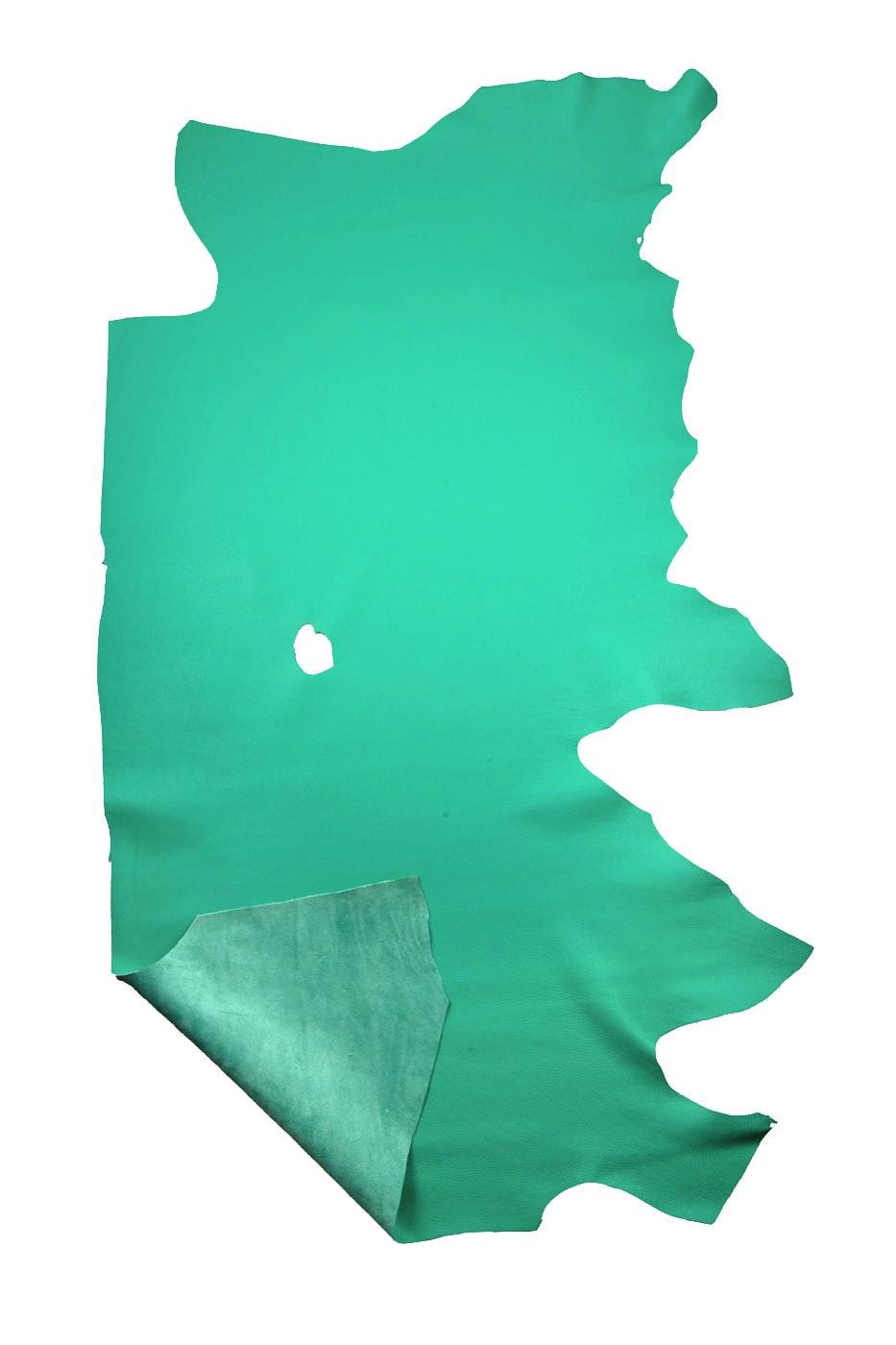 Aquamarine pebble GRAIN printed cowhide, green soft EMBOSSED leather hide, sporty calfskin for crafting B19218-TU La Garzarara