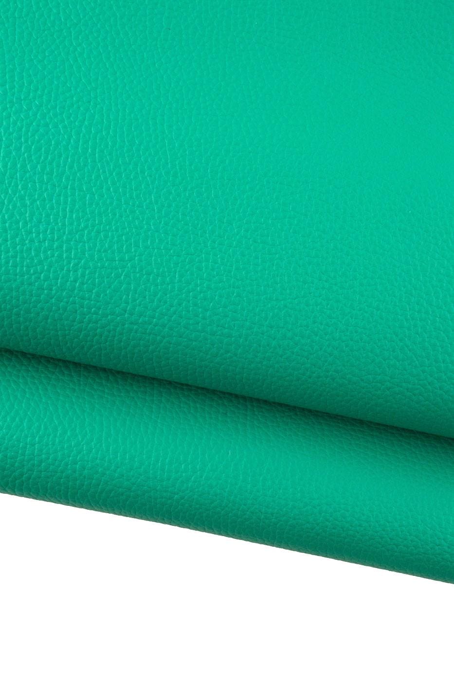 Aquamarine pebble GRAIN printed cowhide, green soft EMBOSSED leather hide, sporty calfskin for crafting B19218-TU La Garzarara