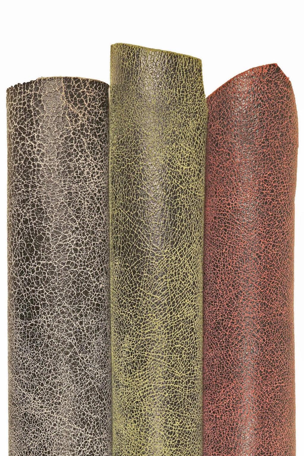 Distressed Suede Leather skins – Antique Soft Goat in Gray, Green & Red, Vintage crackled hides B16124-ST La Garzarara
