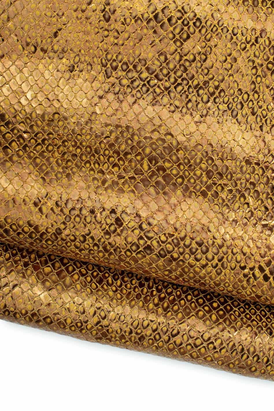 Bronze SNAKESKIN leather, REPTILE printed soft skin, old gold python leather goatskin for hobbyists B19661-MT(st) La Garzarara