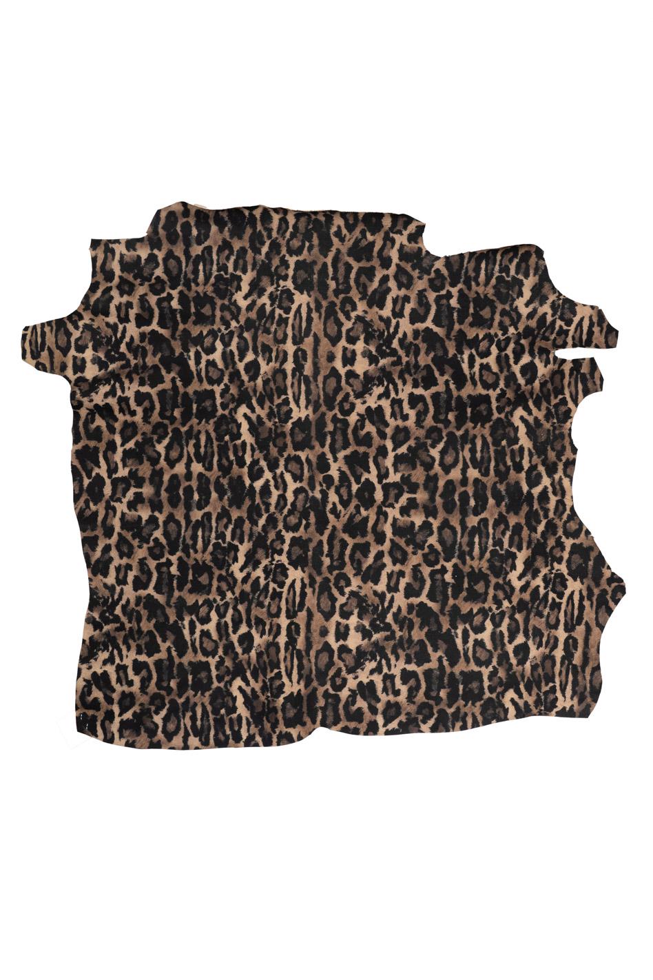 LEOPARD textured leather skin, CHEETAH pattern on goatskin, soft matt animal printed hide for hobbyists B18800-ST La Garzarara