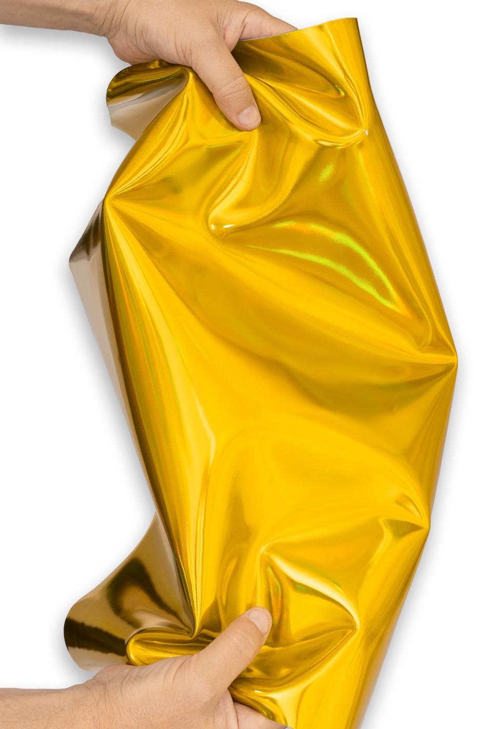 Yellow MIRROR metallic leather hide, GLOSSY iridescent calfskin, smooth soft sparkle cowhide for crafters B19604-MT La Garzarara