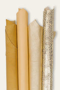 BUNDLE of 3 light gold - beige leather skins, assortment of solid color, METALLIC, textured goatskin for diy B19521-MT(st) La Garzarara