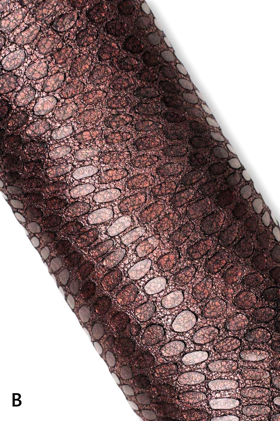 METALLIC REPTILE printed leather skin, glossy soft crocodile printed goatskins in different colors B19496-MT(st) La Garzarara