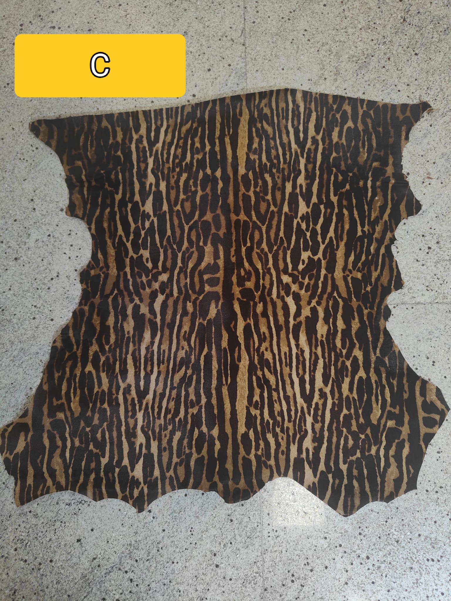 LEOPARD PRINTED hair on leather hide, brown-beige-black pony calfskin, cheetah textured cowhide B14373-CV La Garzarara