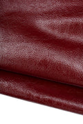 Burgundy NAPLACK leather hide, soft CRINKLED patent cowhide, glossy wrinkled calfskin for carfters B19610-TU La Garzarara