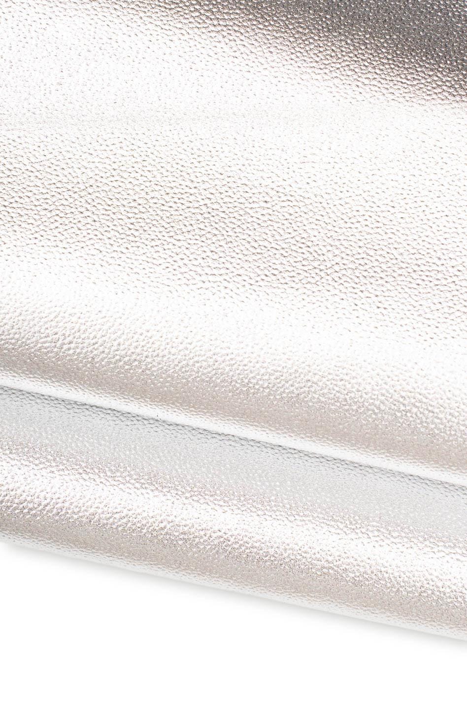 Silver TUMBLED leather hide, metallic EMBOSSED cowhide, tiny pebble grain printed calfskin for hobbyists B19657-MT La Garzarara