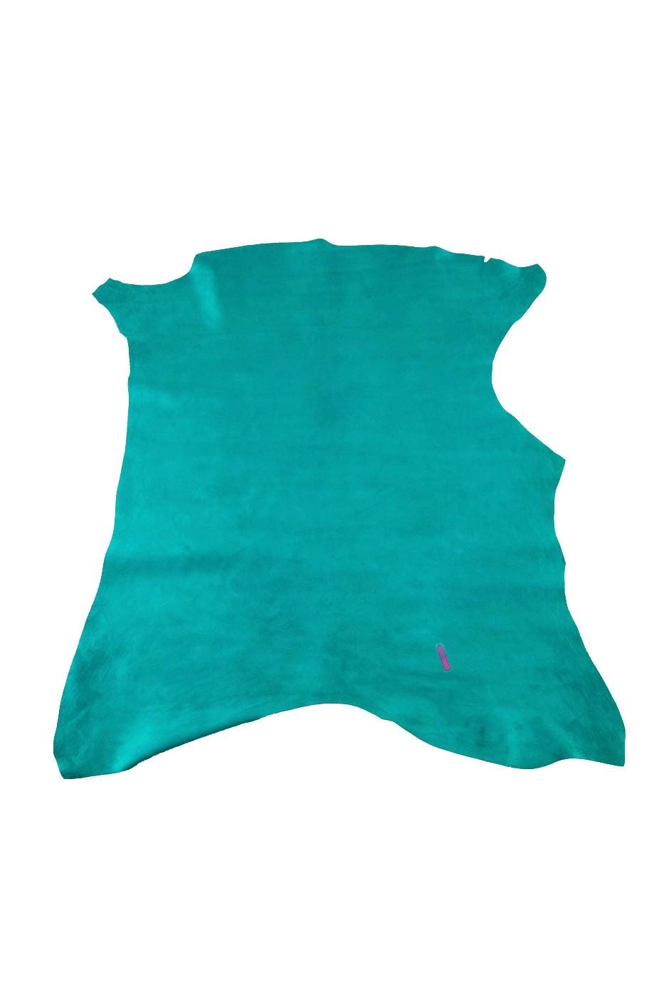 Turquoise SUEDE leather hide, solid color SOFT baby calf, 0.7 - 0.9 mm , ideal for crafters B19138-TU La Garzarara