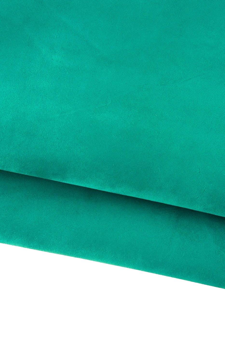 Turquoise SUEDE leather hide, solid color SOFT baby calf, 0.7 - 0.9 mm , ideal for crafters B19138-TU La Garzarara