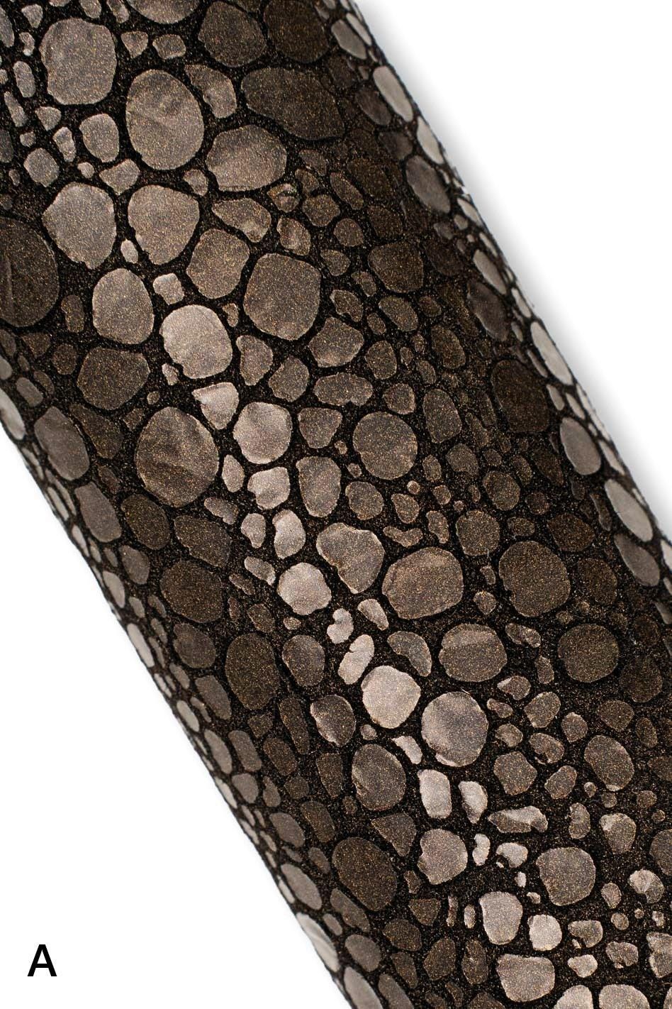 Metallic CROCODILE printed leather skins, bronze, brown, green soft GLITTER goatskins, sparkle materials B19494-MT(st) La Garzarara