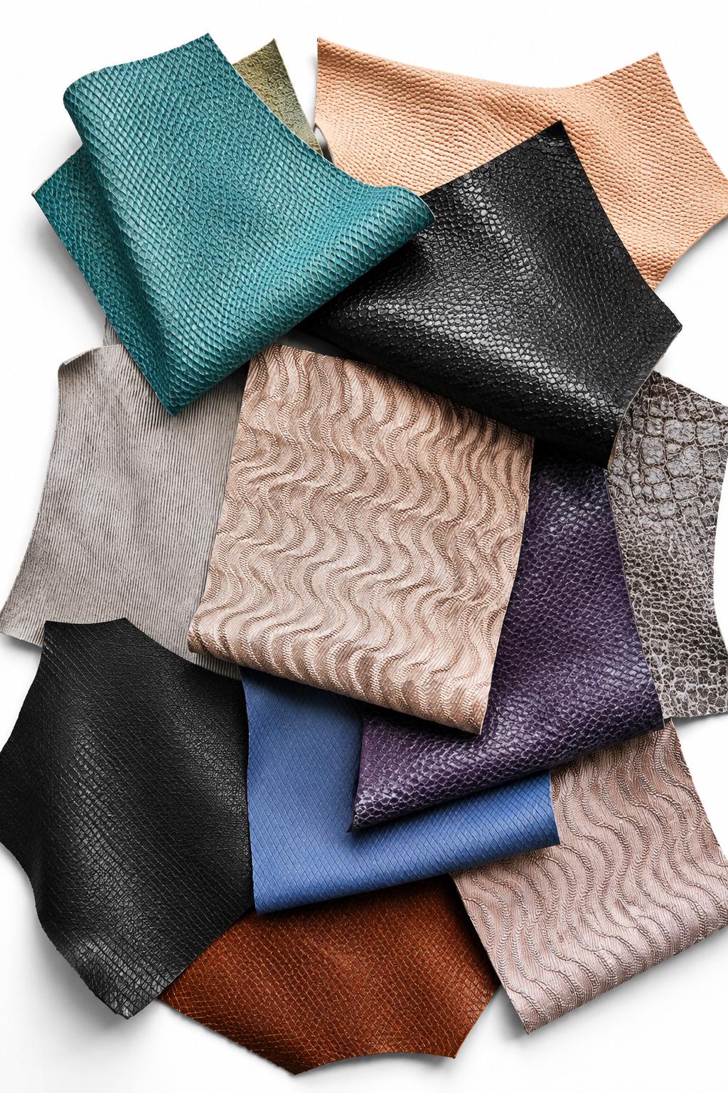 Textured Leather Pieces, Raised Engraved Pieces, Assorted Relief Patterns Scraps and Special Finishes Remnants B1510-RC La Garzarara
