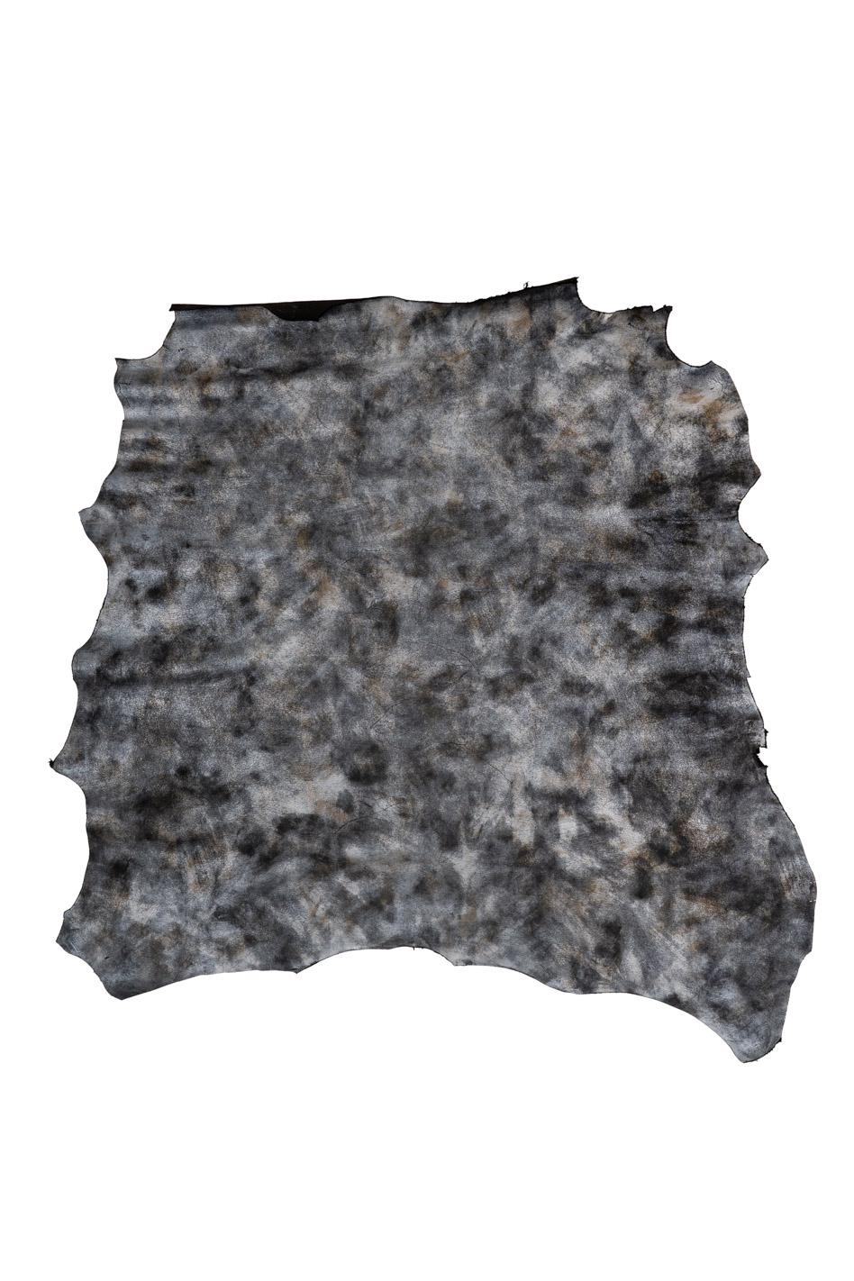 Steelmetal TIE- DYE printed leather skin, grey metallic suede sheepskin, soft shaded lambskin for crafters B19589-MT(st) La Garzarara