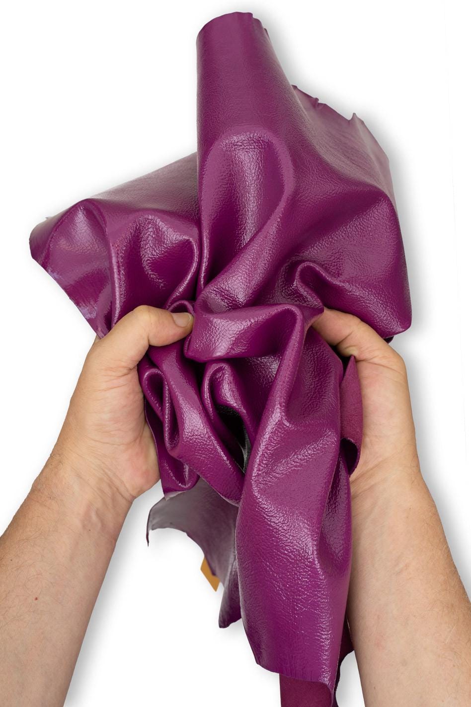 Plum purple NAPLACK leather skin, solid color soft PATENT goatskin,1.0 - 1.2 mm, for crafters B19608-TU La Garzarara