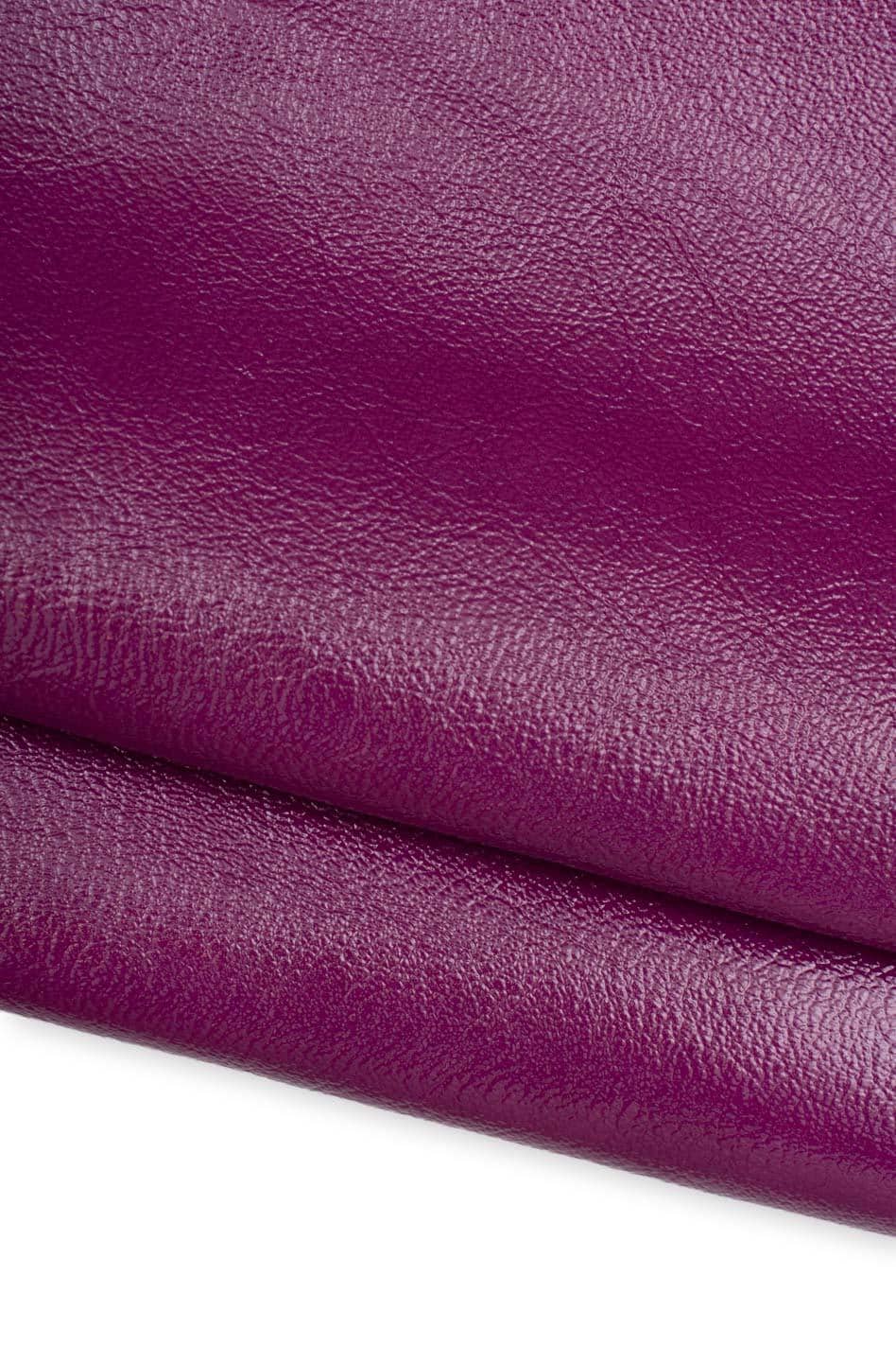 Plum purple NAPLACK leather skin, solid color soft PATENT goatskin,1.0 - 1.2 mm, for crafters B19608-TU La Garzarara