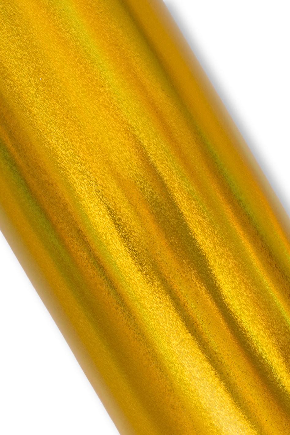 Yellow MIRROR metallic leather hide, GLOSSY iridescent calfskin, smooth soft sparkle cowhide for crafters B19604-MT La Garzarara