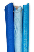 Pack of 3 light BLUE - bluette leather skins, smooth METALLIC and textured goatskins, soft bright materials B19527-MT(st) La Garzarara