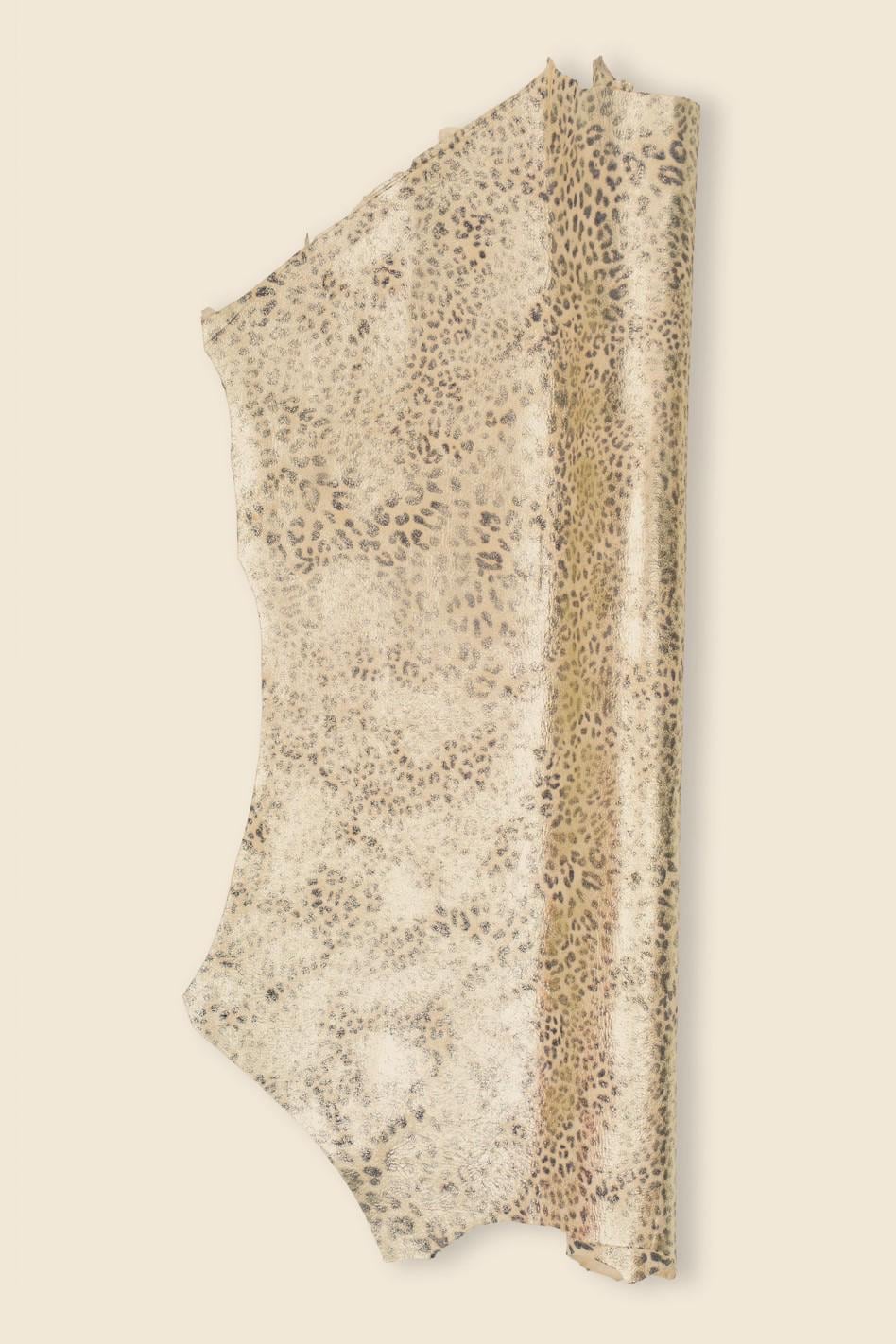 BUNDLE of 3 light gold - beige leather skins, assortment of solid color, METALLIC, textured goatskin for diy B19521-MT(st) La Garzarara