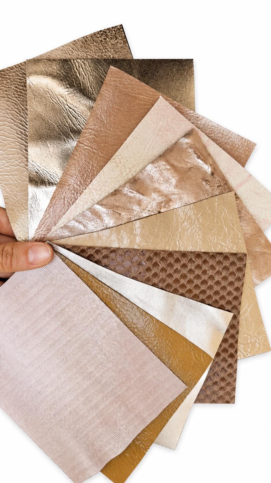 Champagne Leather Scraps, Beige Nude and Rose Gold Pieces, Metallic Textured Unique Offcuts for Bags and Jewelry 6x5” / 15x12 cm RT352