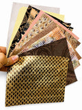 Lot of Special Leather Offcuts, Metallic Gold Bronze Copper and Brown, Printed Textured Pieces for Jewelry and Crafts RT21/B La Garzarara