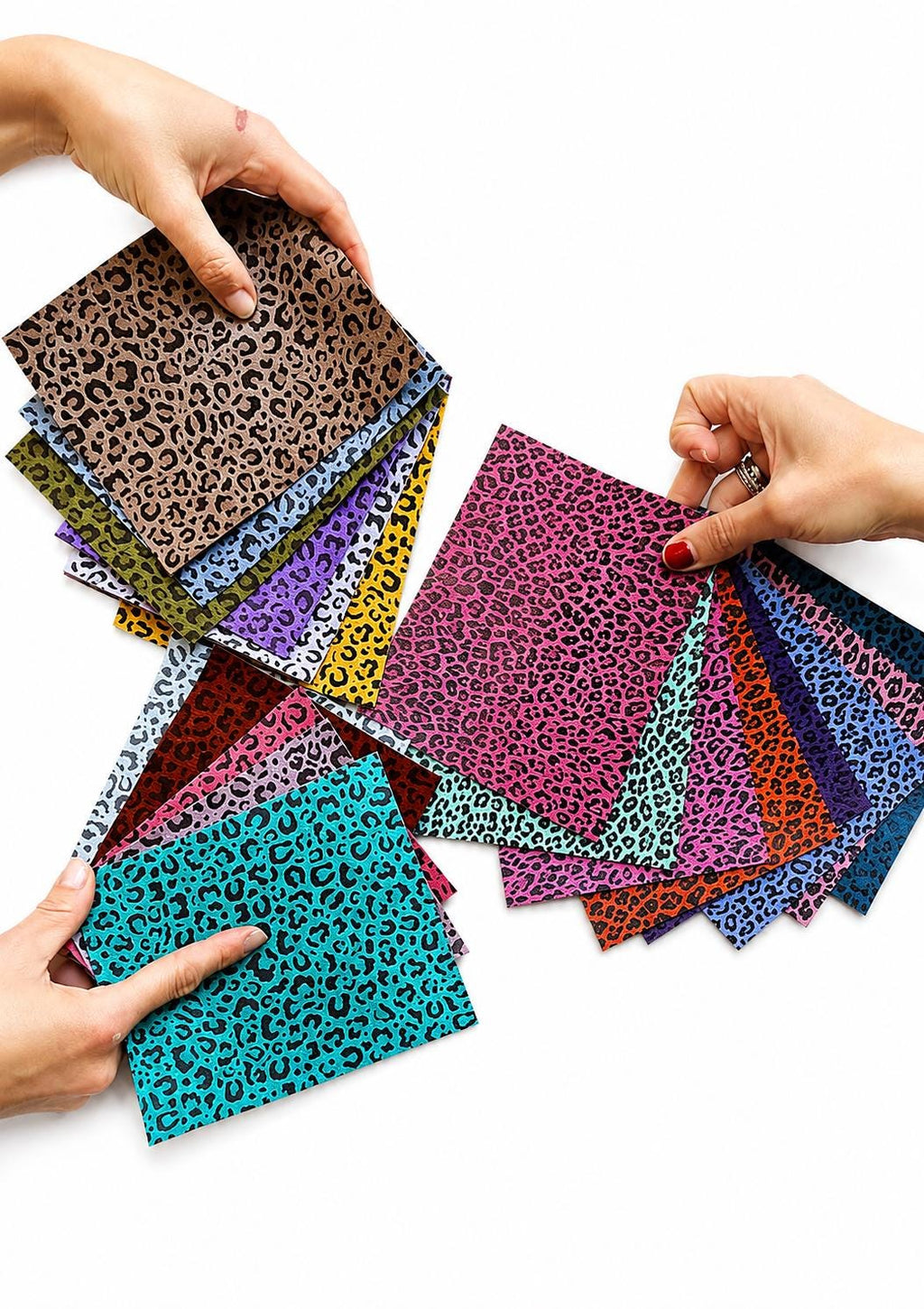 Colorful Leopard Print Leather Scraps, Multicolor Animal Print Offcuts, Random Assorted Cheetah Pieces for Crafts and DIY 6x5" 15x12 RT73/B